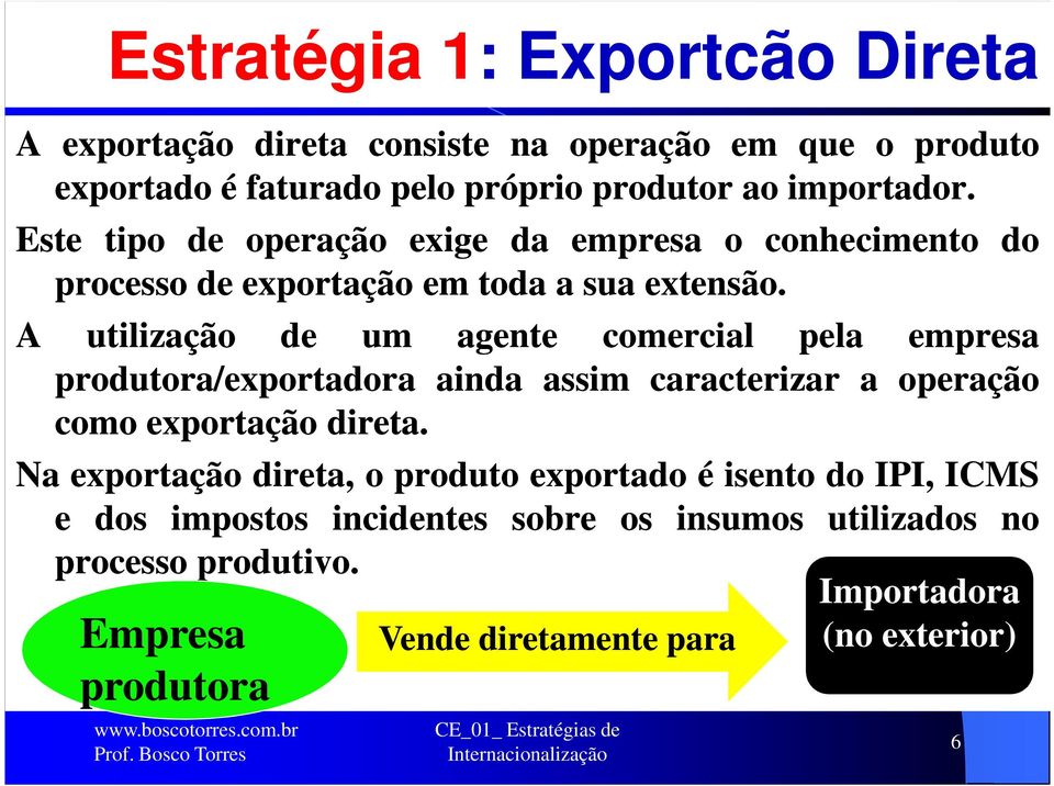 A utilização de um agente comercial pela empresa produtora/exportadora ainda assim caracterizar a operação como exportação direta.