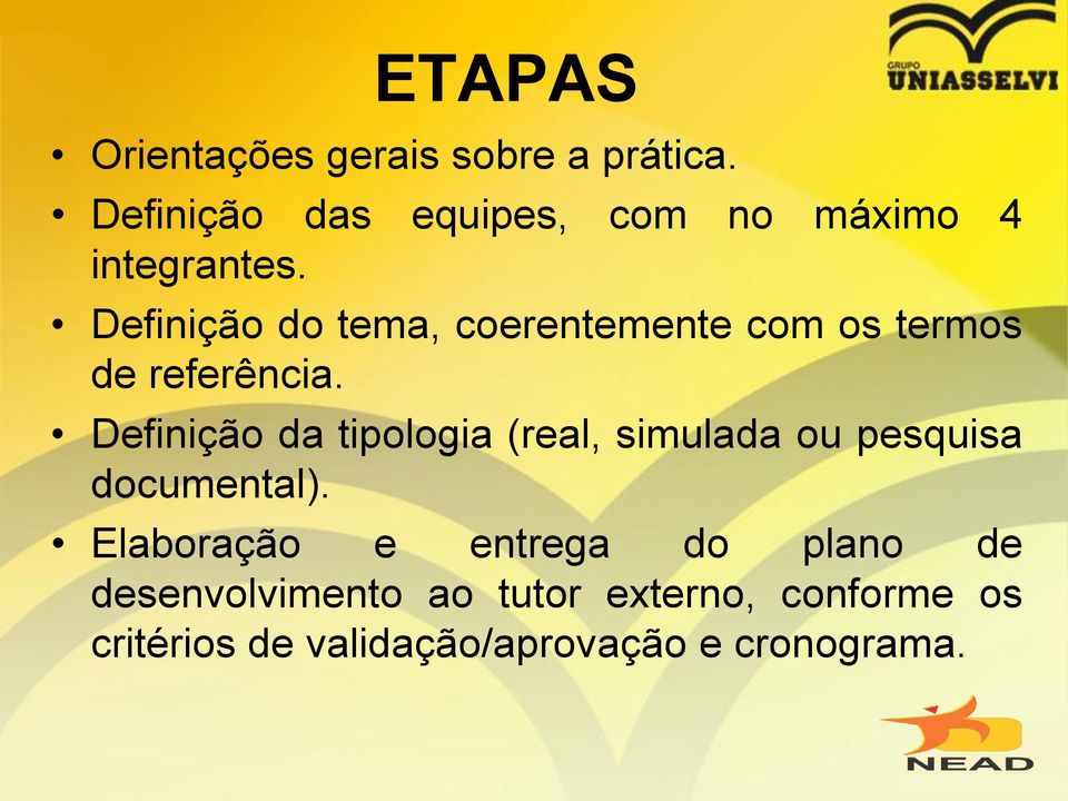 Definição do tema, coerentemente com os termos de referência.