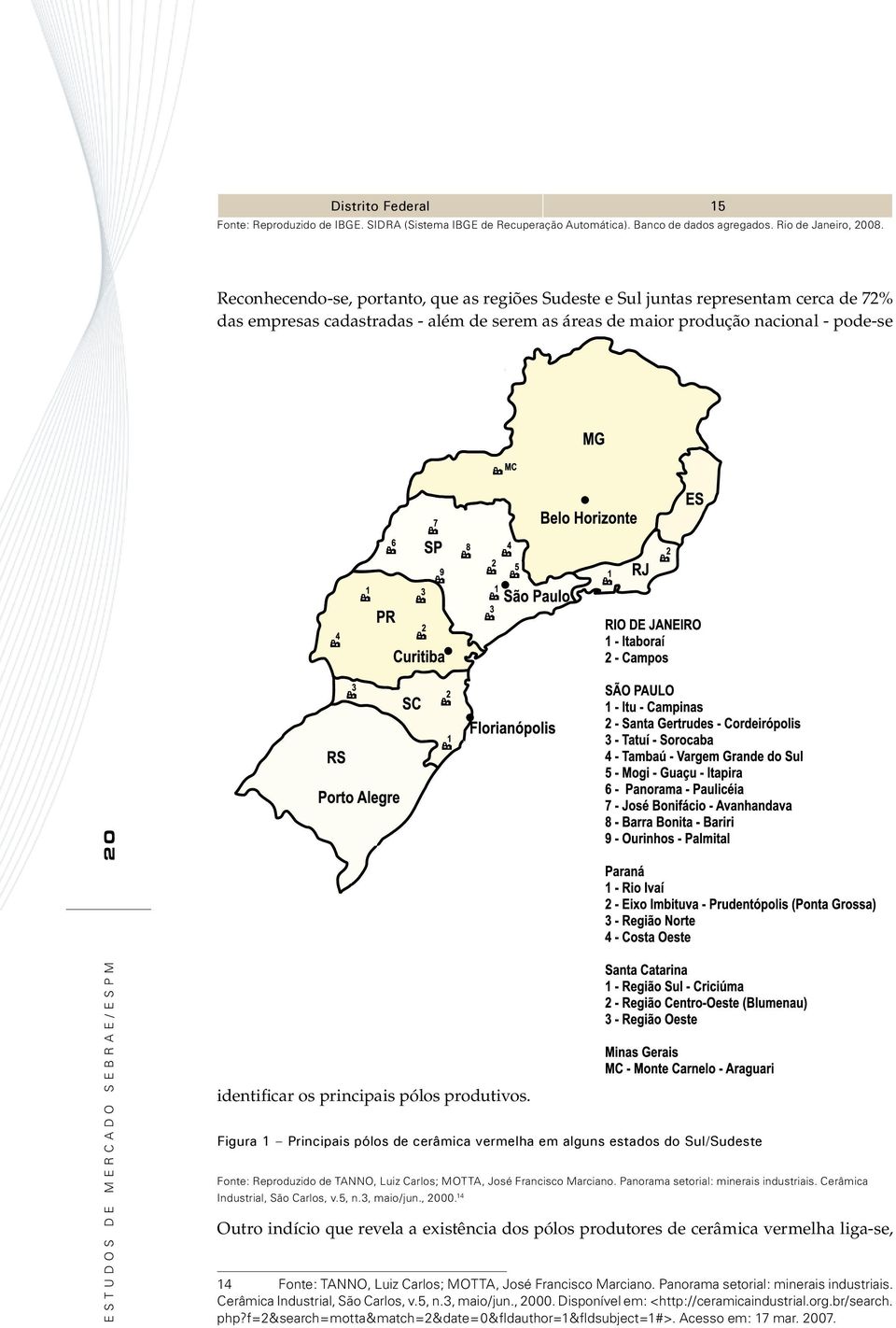 sebrae/espm 20 identificar os principais pólos produtivos.