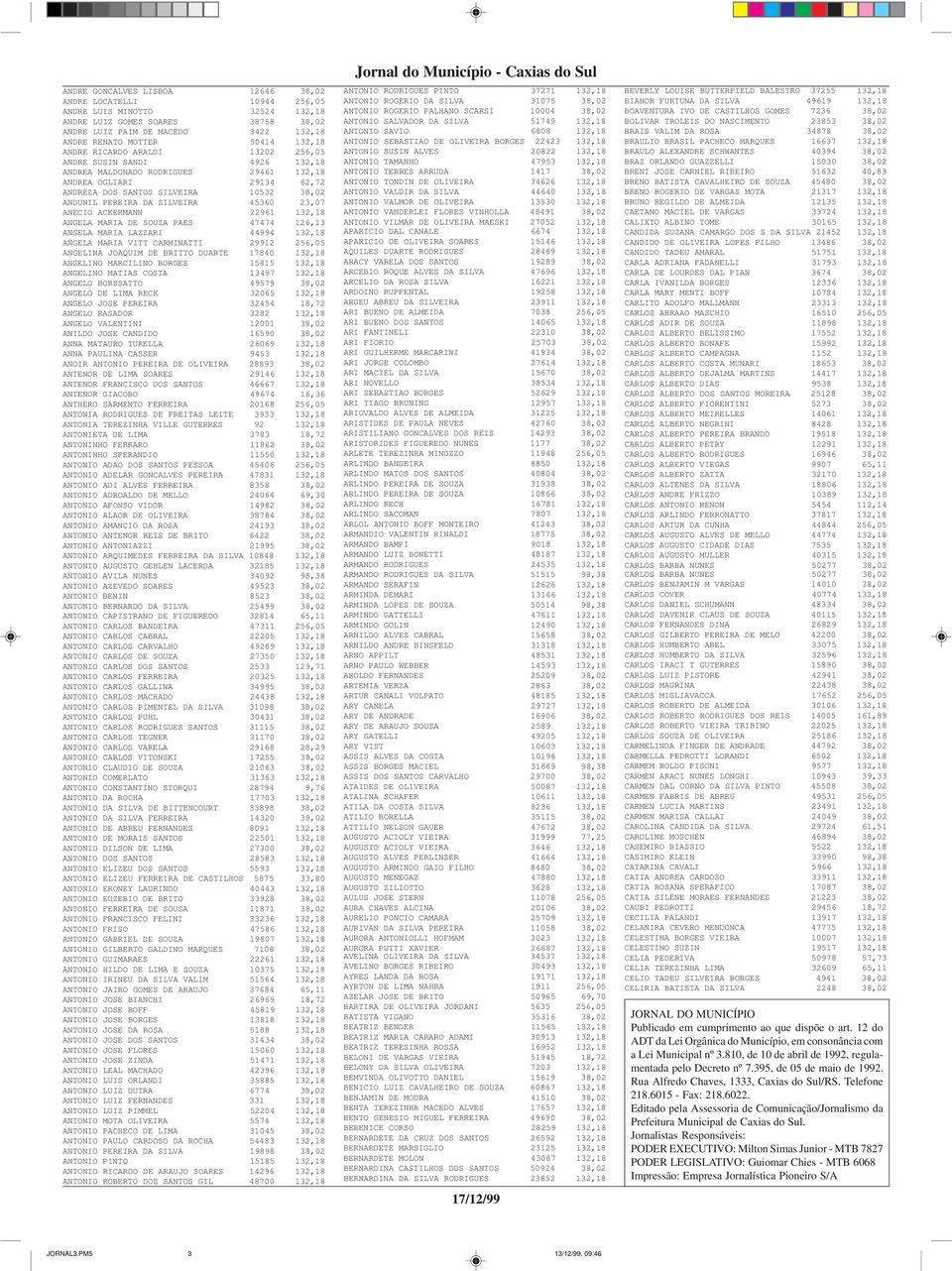 SILVEIRA 45360 23,07 ANECIO ACKERMANN 22961 132,18 ANGELA MARIA DE SOUZA PAES 47474 126,13 ANGELA MARIA LAZZARI 44994 132,18 ANGELA MARIA VITT CARMINATTI 29912 256,05 ANGELINA JOAQUIM DE BRITTO