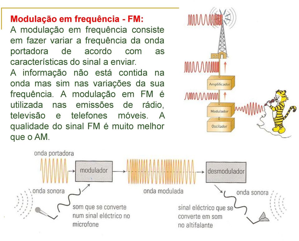 A informação não está contida na onda mas sim nas variações da sua frequência.