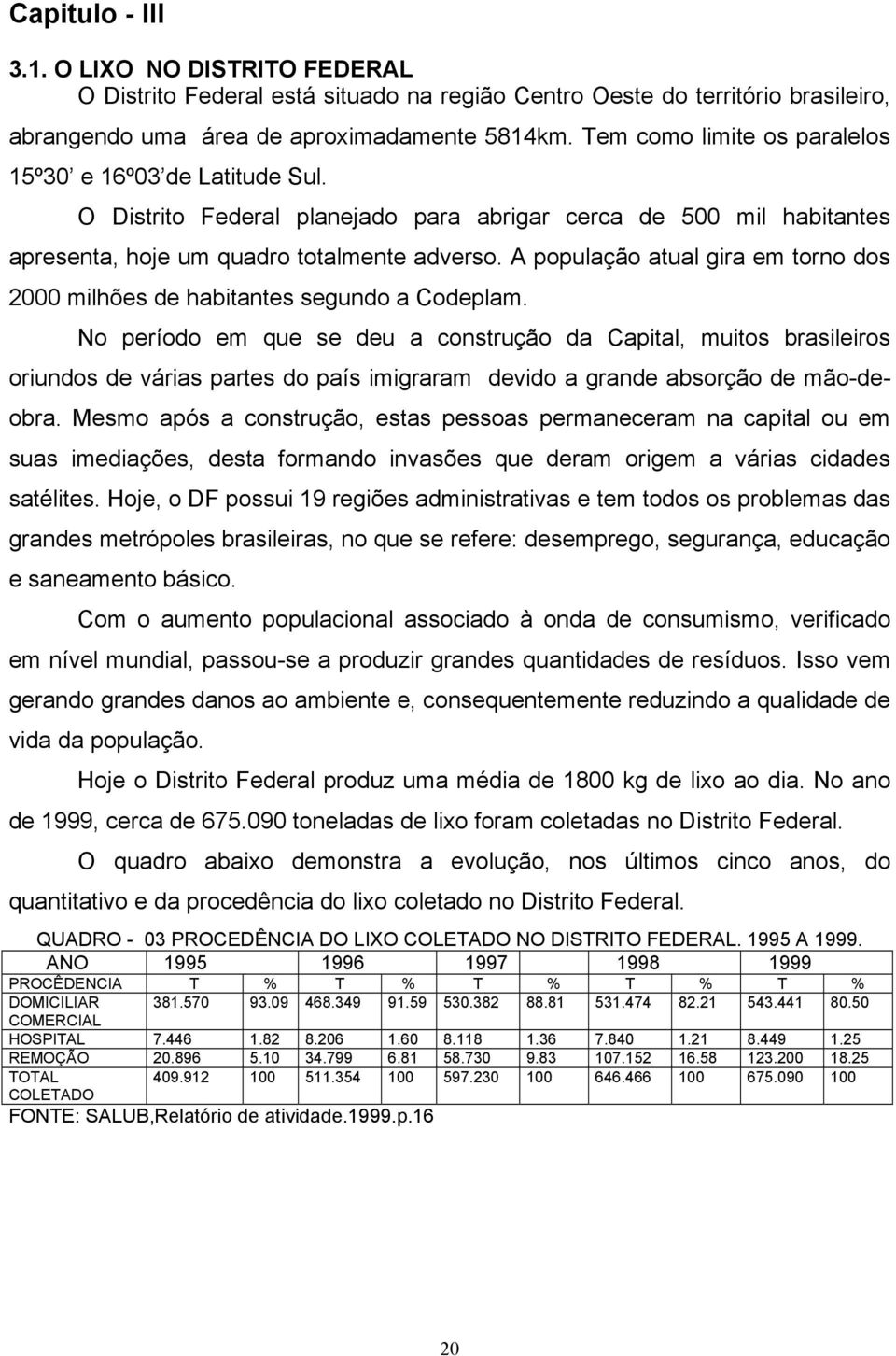 A população atual gira em torno dos 2000 milhões de habitantes segundo a Codeplam.