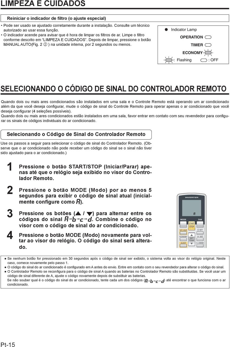 2 2 ) na unidade interna, por 2 segundos ou menos.