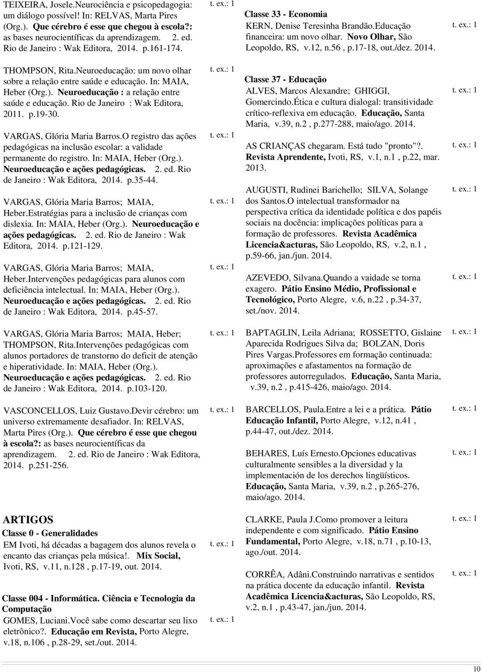 2014. THOMPSON, Rita.Neuroeducação: um novo olhar sobre a relação entre saúde e educação. In: MAIA, Heber (Org.). Neuroeducação : a relação entre saúde e educação. Rio de Janeiro : Wak Editora, 2011.