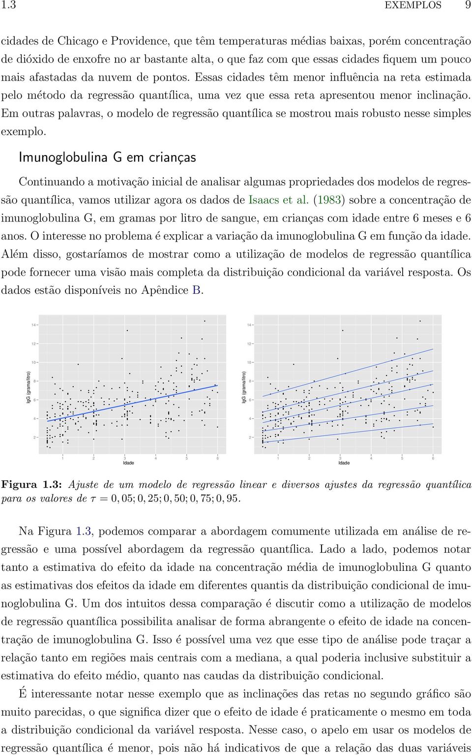 Em outras palavras, o modelo de regressão quantílica se mostrou mais robusto nesse simples exemplo.