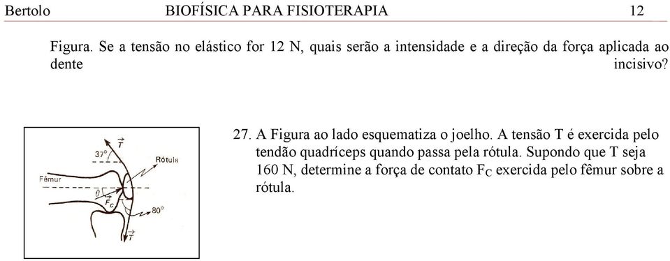 ao dente incisivo? 27. A Figura ao lado esquematiza o joelho.