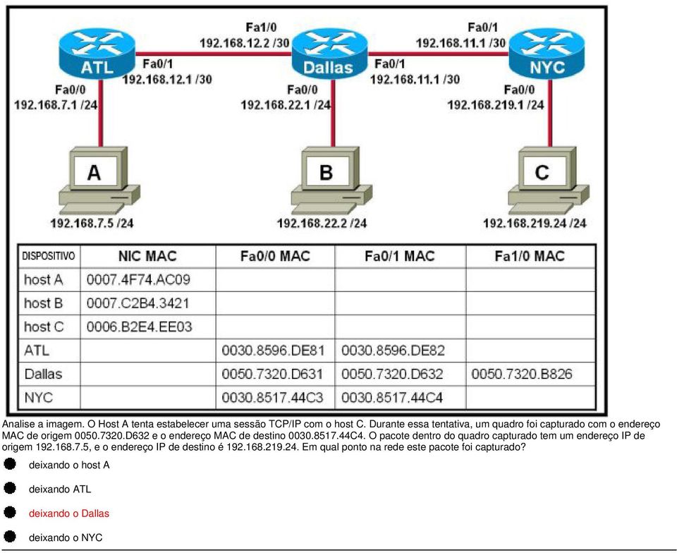 D632 e o endereço MAC de destino 0030.8517.44C4.