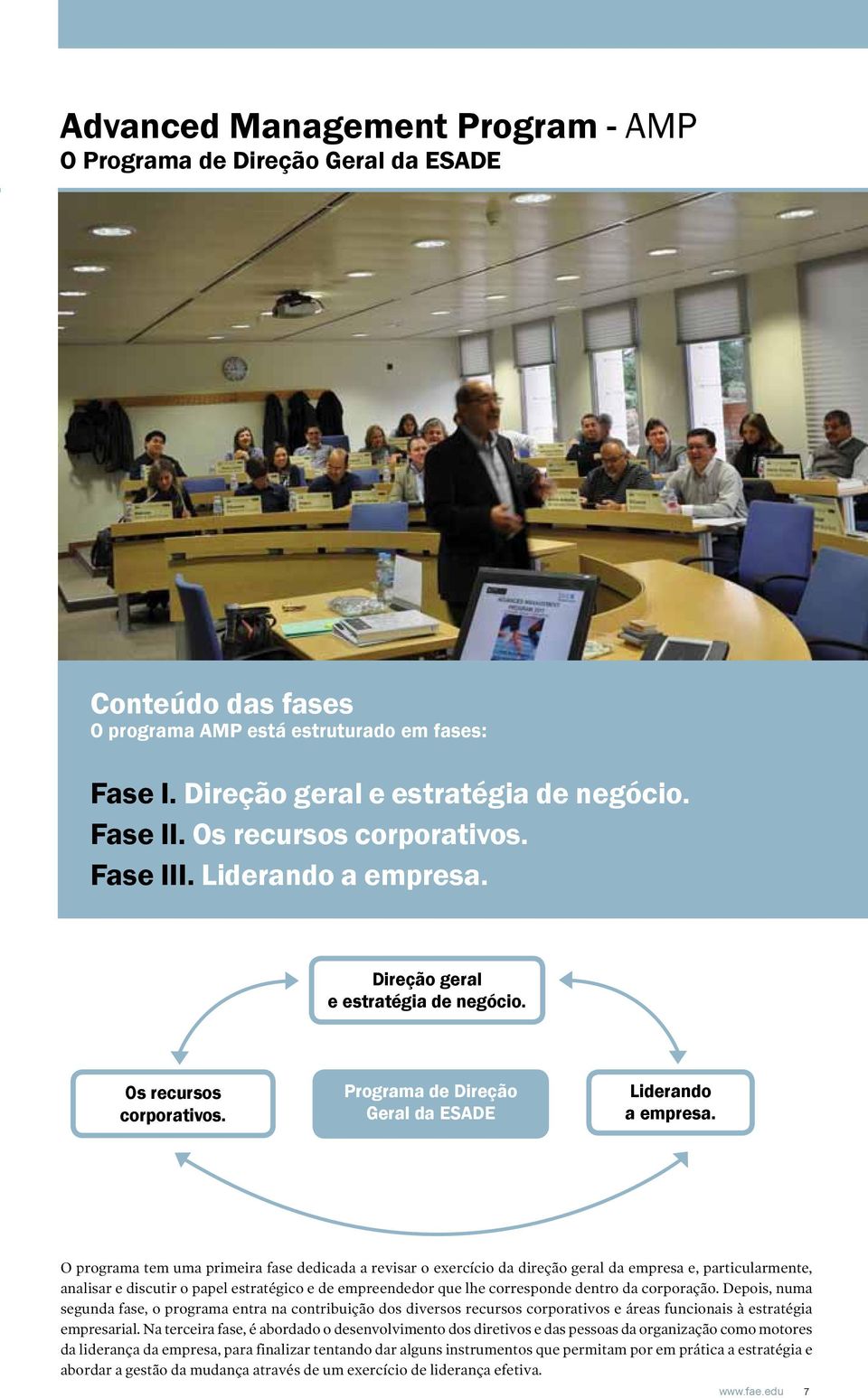 O programa tem uma primeira fase dedicada a revisar o exercício da direção geral da empresa e, particularmente, analisar e discutir o papel estratégico e de empreendedor que lhe corresponde dentro da