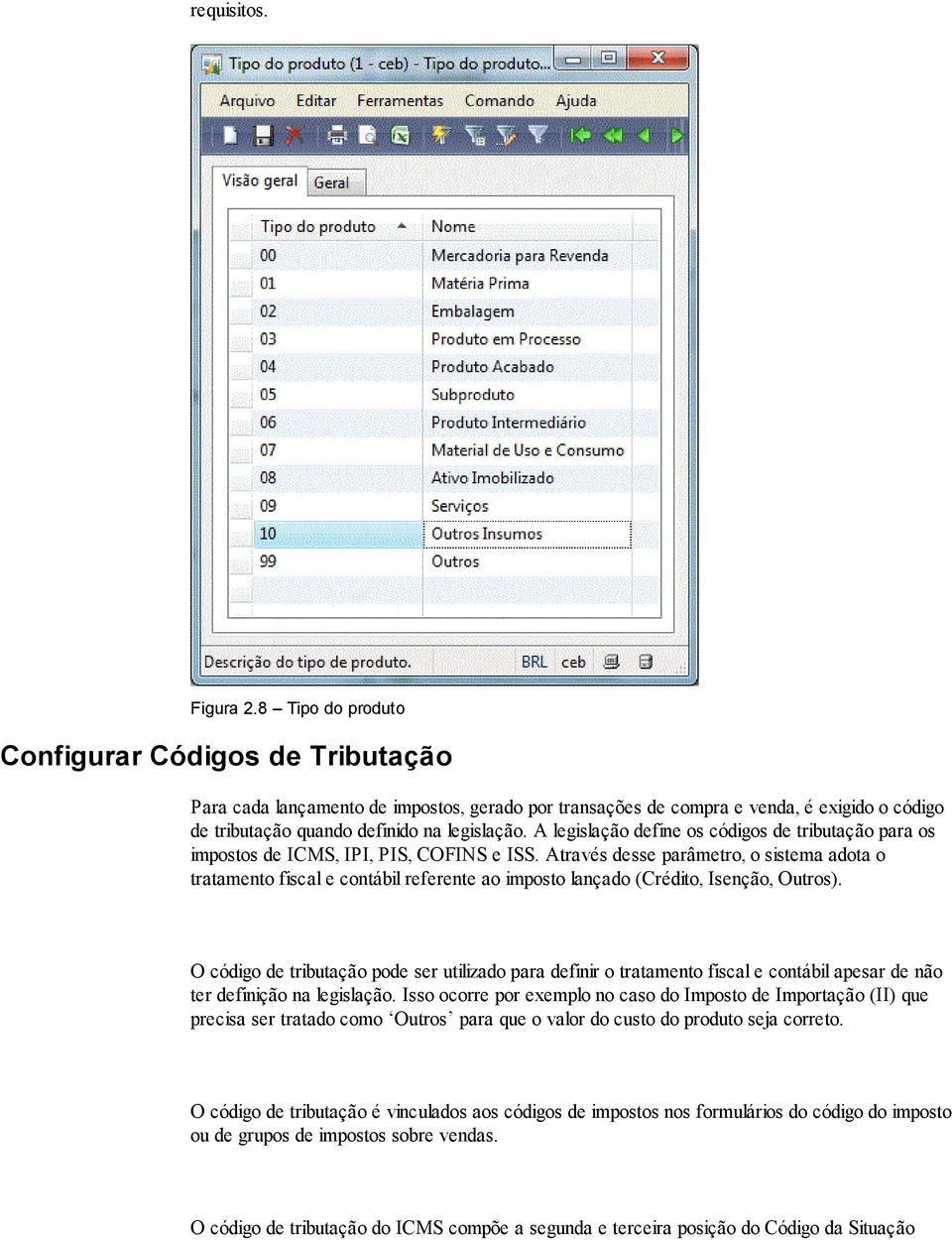 A legislação define os códigos de tributação para os impostos de ICMS, IPI, PIS, COFINS e ISS.