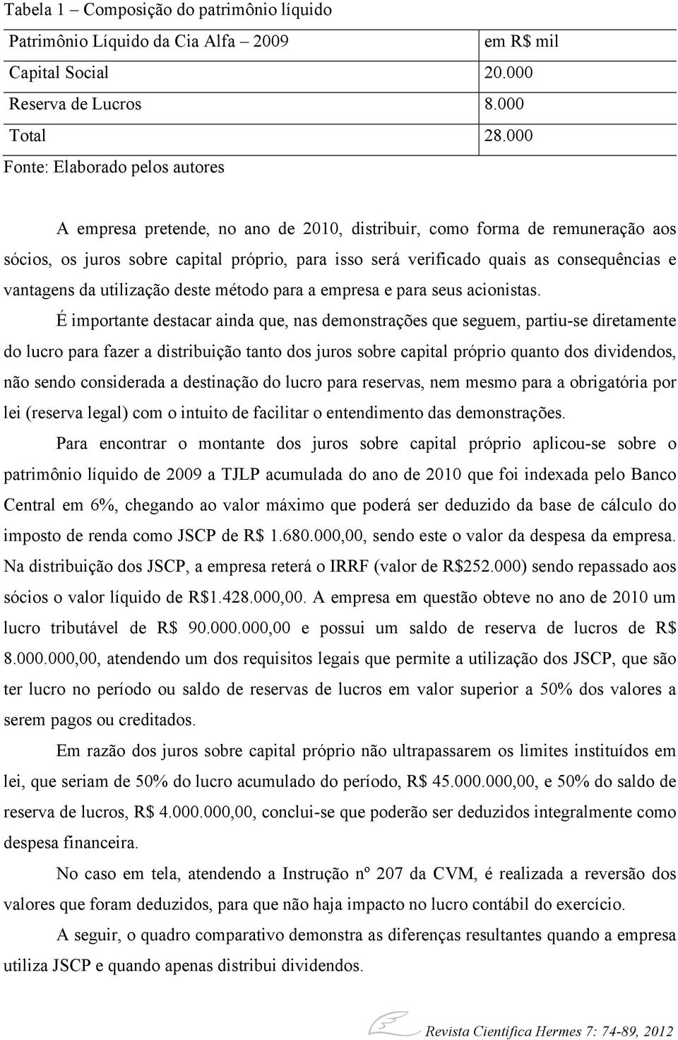 consequências e vantagens da utilização deste método para a empresa e para seus acionistas.