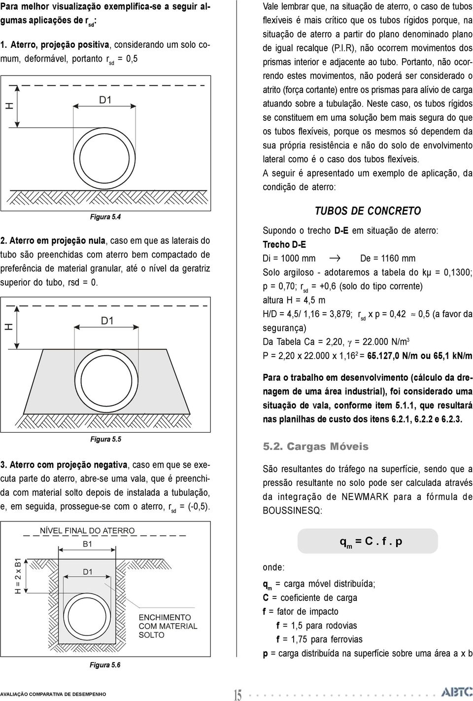 Vale lembrar que, na situação de aterro, o caso de tubos flexíveis é mais crítico que os tubos rígidos porque, na situação de aterro a partir do plano denominado plano de igual recalque (P.I.