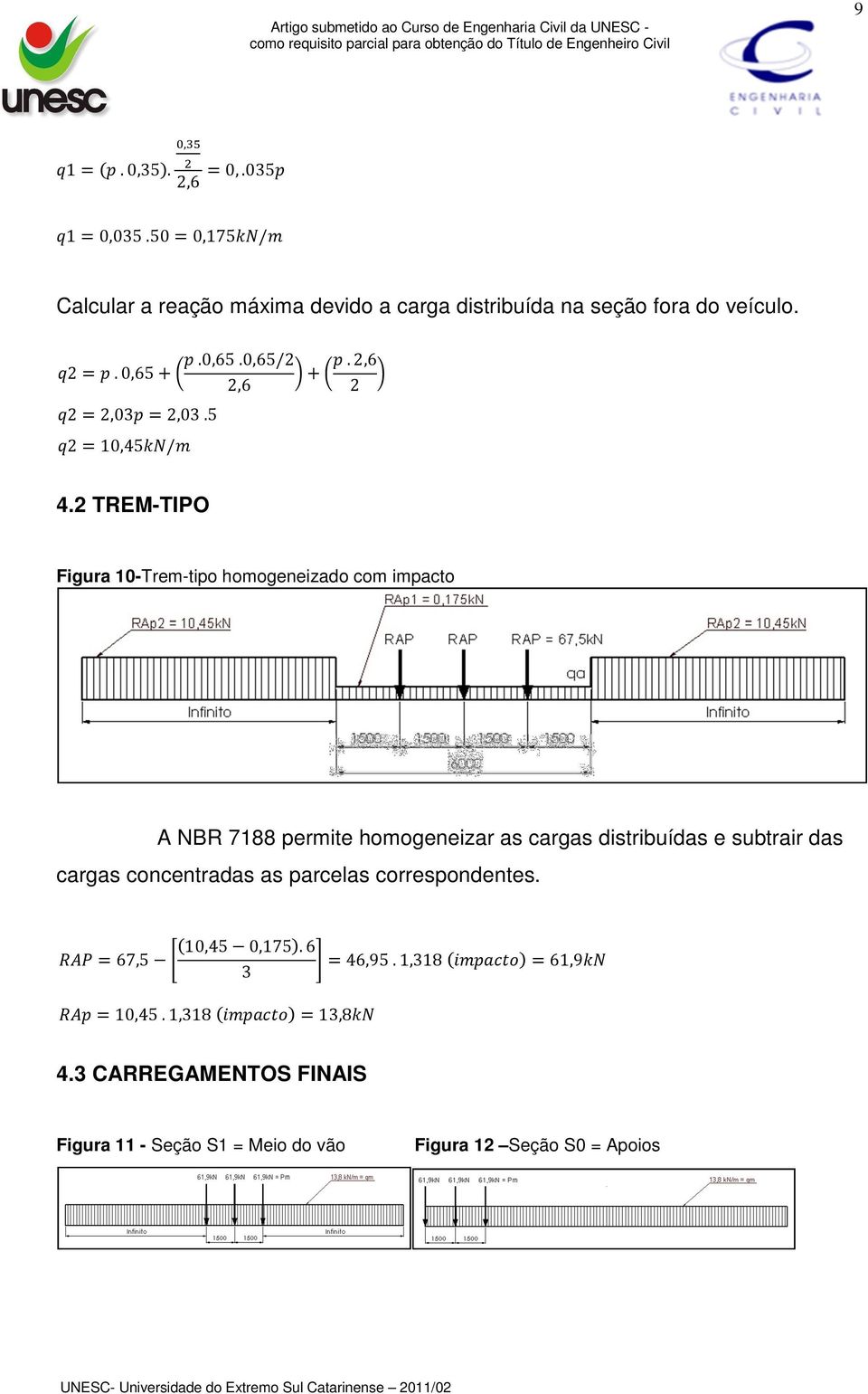 2 TREM-TIPO Figura 10-Trem-tipo homogeneizado com impacto A NBR 7188 permite homogeneizar as cargas distribuídas e subtrair