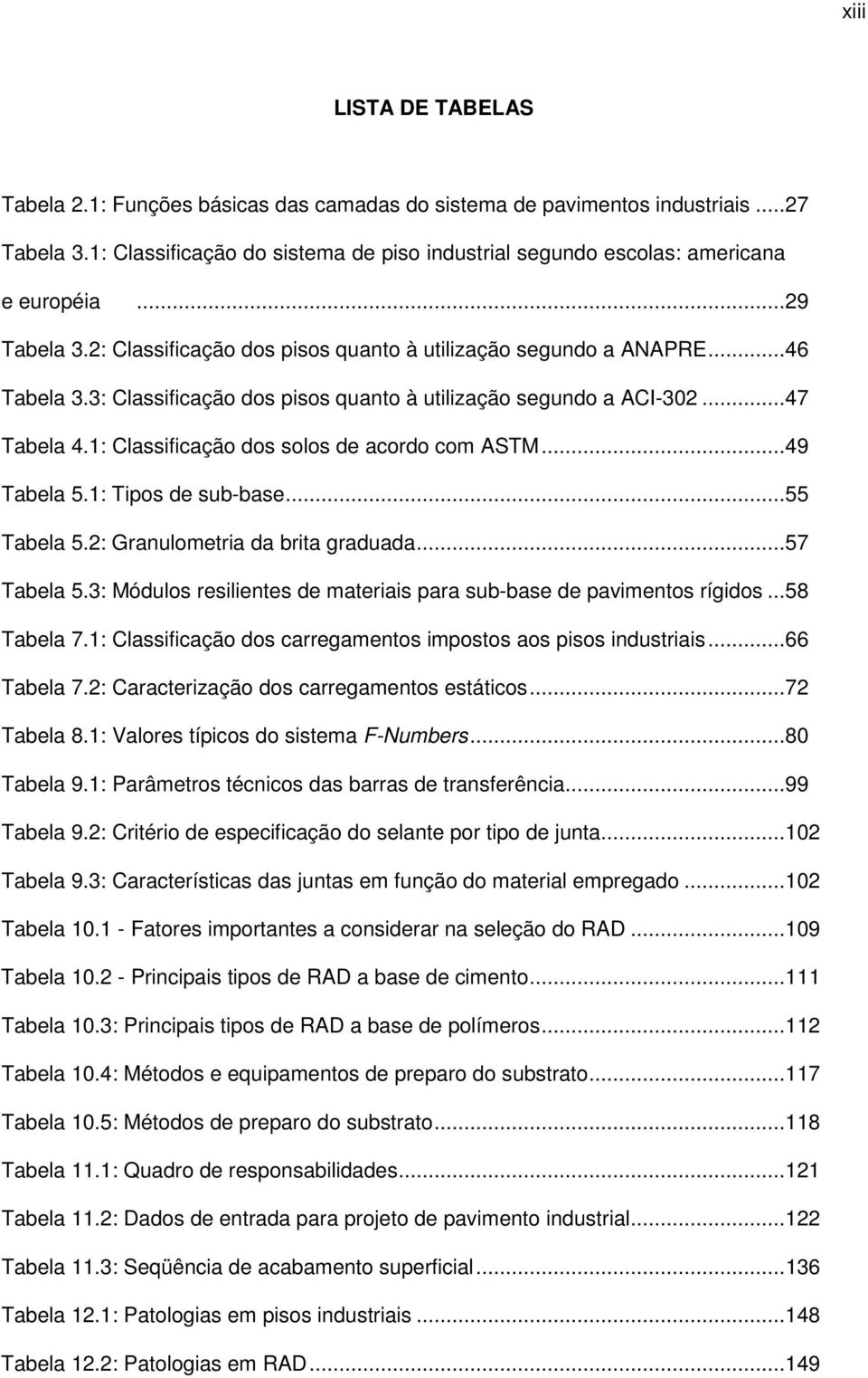 1: Classificação dos solos de acordo com ASTM... 49 Tabela 5.1: Tipos de sub-base... 55 Tabela 5.2: Granulometria da brita graduada... 57 Tabela 5.