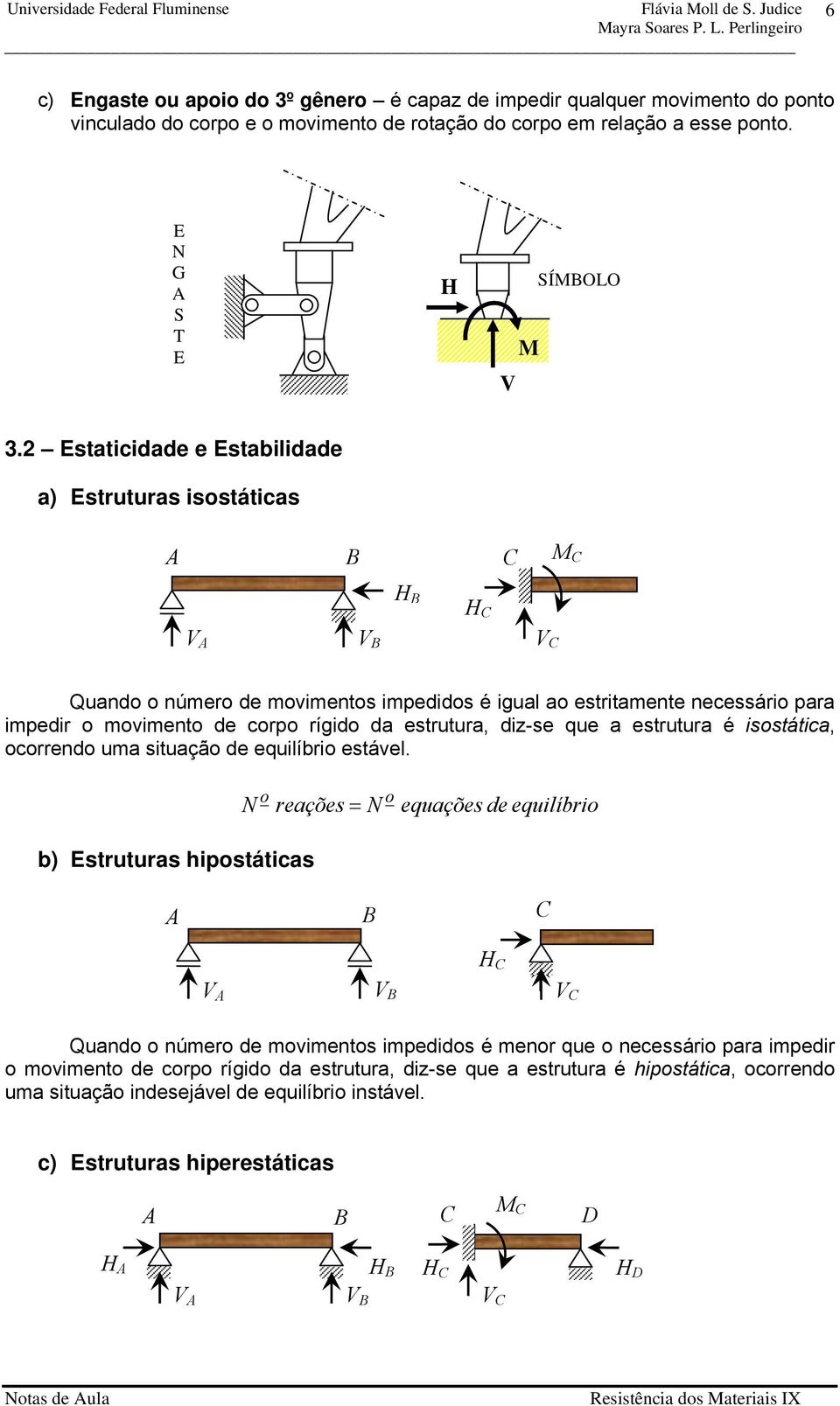 estrutura, diz-se que a estrutura é isostática, ocorrendo uma situação de equilíbrio estável.