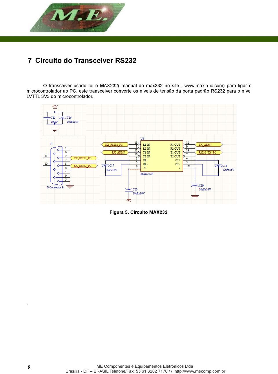 com) para ligar o microcontrolador ao PC, este transceiver converte os níveis de