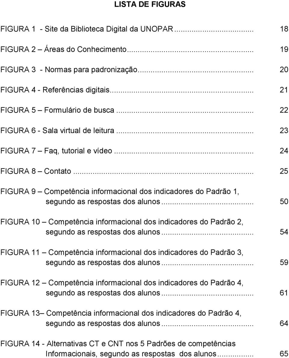 .. 25 FIGURA 9 Competência informacional dos indicadores do Padrão 1, segundo as respostas dos alunos.