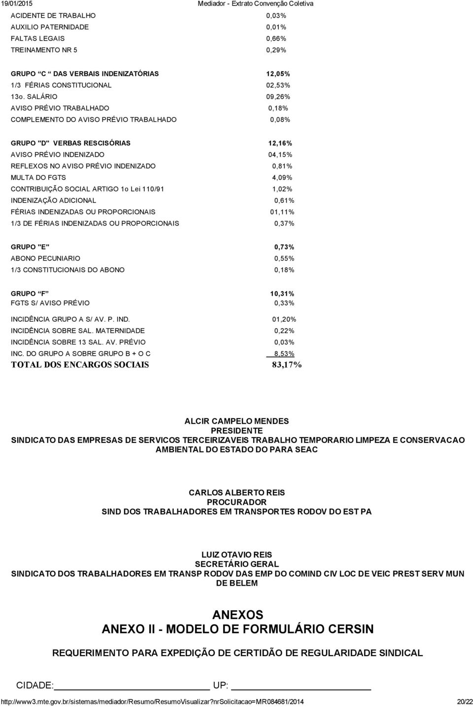 MULTA DO FGTS 4,09% CONTRIBUIÇÃO SOCIAL ARTIGO 1o Lei 110/91 1,02% INDENIZAÇÃO ADICIONAL 0,61% FÉRIAS INDENIZADAS OU PROPORCIONAIS 01,11% 1/3 DE FÉRIAS INDENIZADAS OU PROPORCIONAIS 0,37% GRUPO "E"