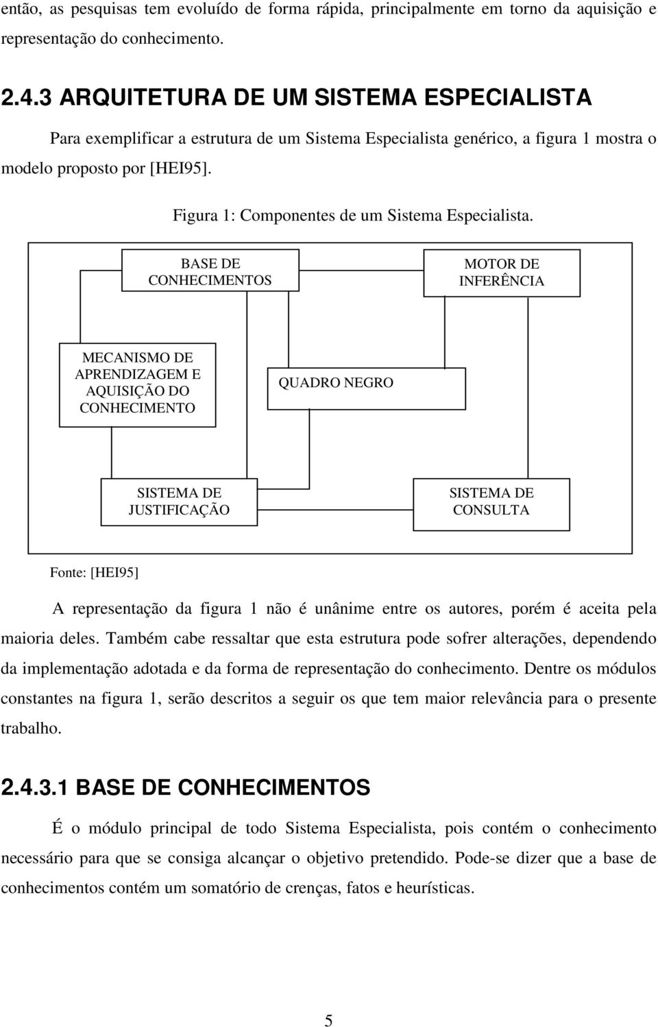 Figura 1: Componentes de um Sistema Especialista.