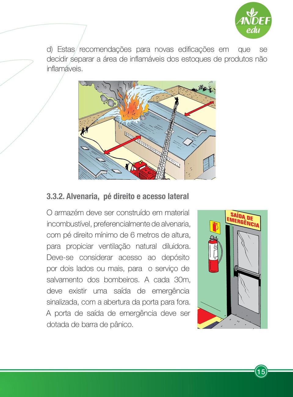 metros de altura, para propiciar ventilação natural diluidora.