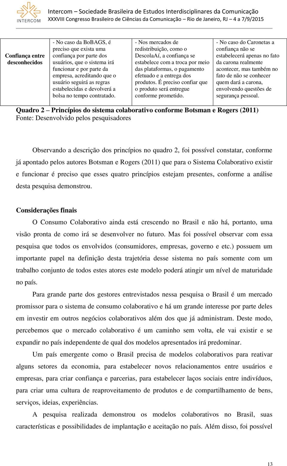 - Nos mercados de redistribuição, como o DescolaAí, a confiança se estabelece com a troca por meio das plataformas, o pagamento efetuado e a entrega dos produtos.