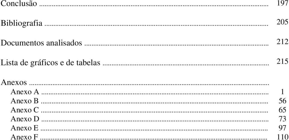 .. 212 Lista de gráficos e de tabelas... 215 Anexos.