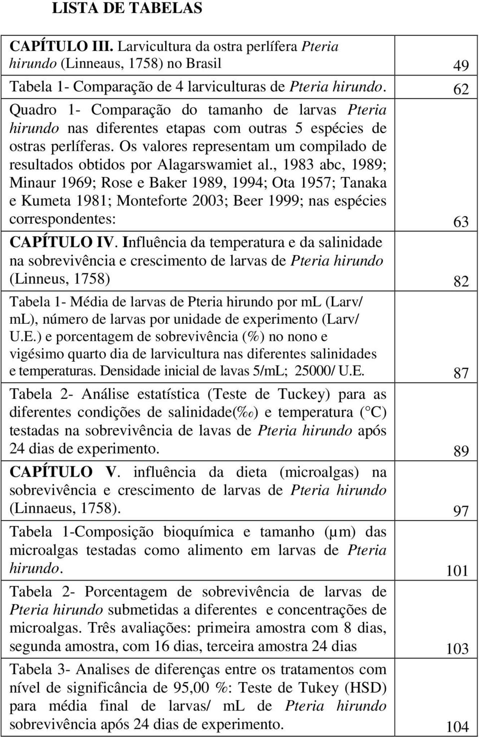 Os valores representam um compilado de resultados obtidos por Alagarswamiet al.