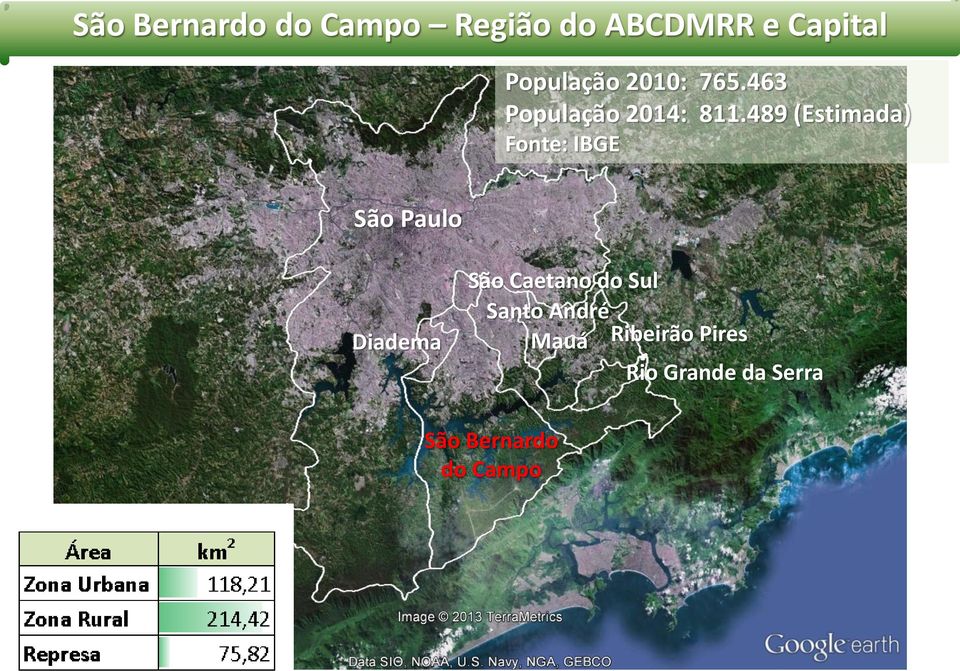 489 (Estimada) Fonte: IBGE São Paulo Diadema São Caetano