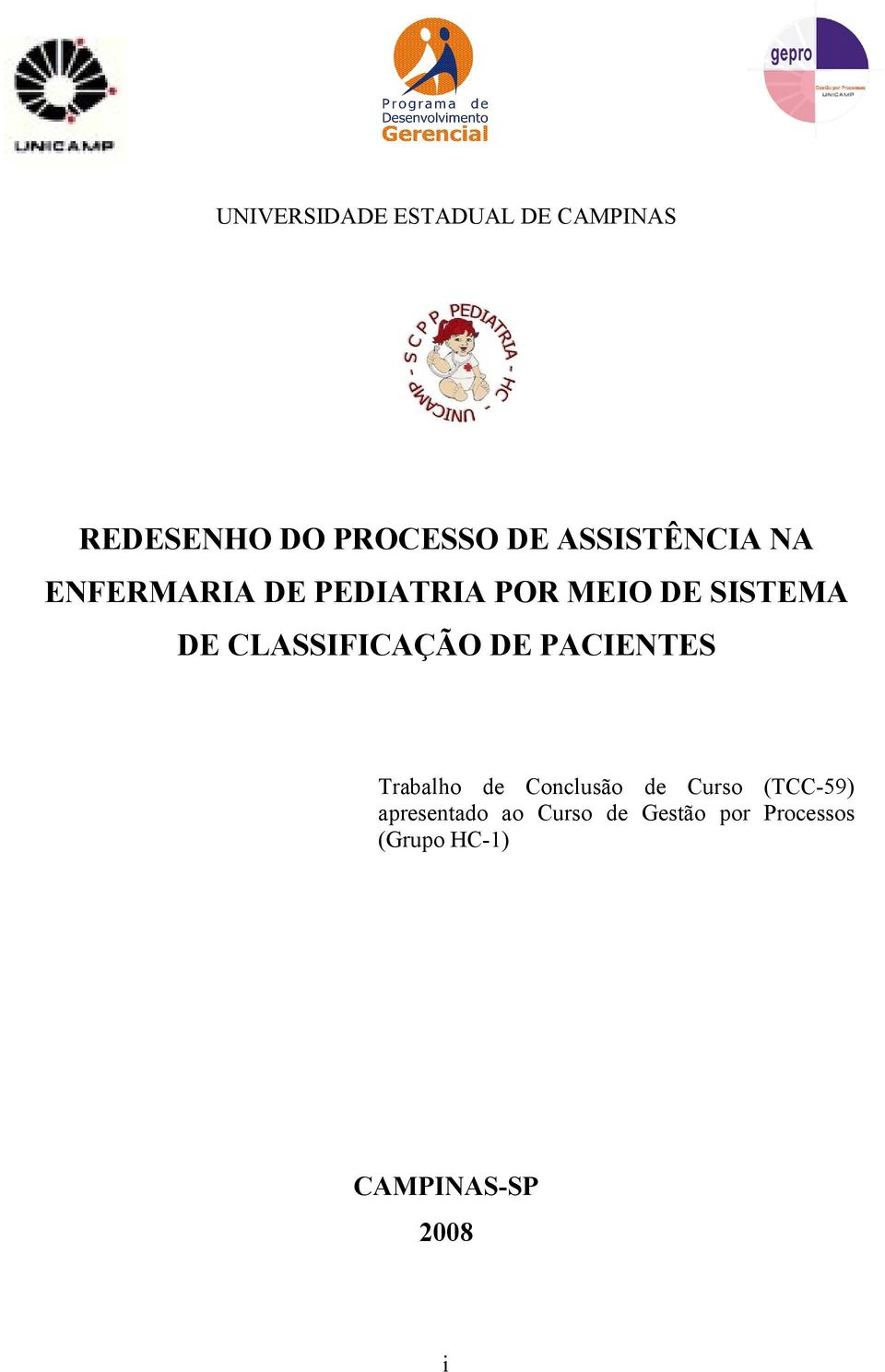 CLASSIFICAÇÃO DE PACIENTES Trabalho de Conclusão de Curso