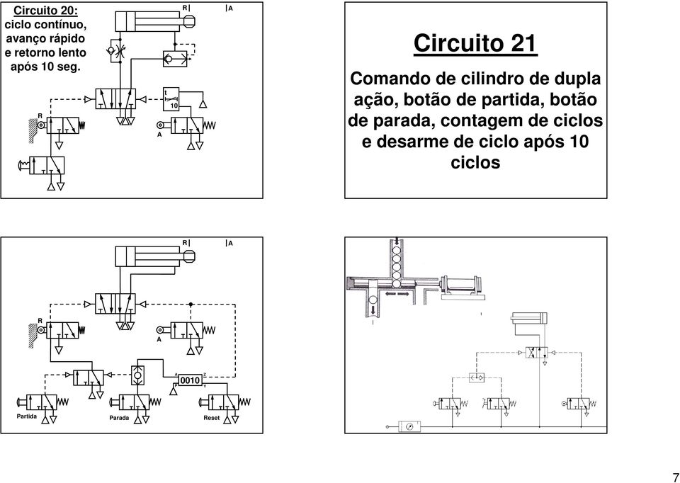 R A t 10 R A Circuito 21 Comando de cilindro de dupla ação, botão