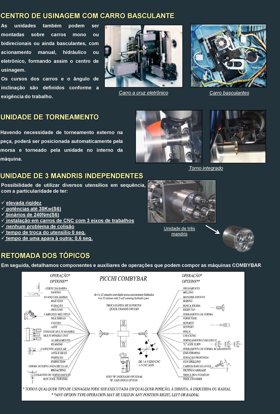 Carro basculantes UNIDADE DE TORNEAMENTO Havendo necessidade de torneamento externo na peça, poderá ser posicionada automaticamente pela morsa e torneado pela unidade no interno da máquina.