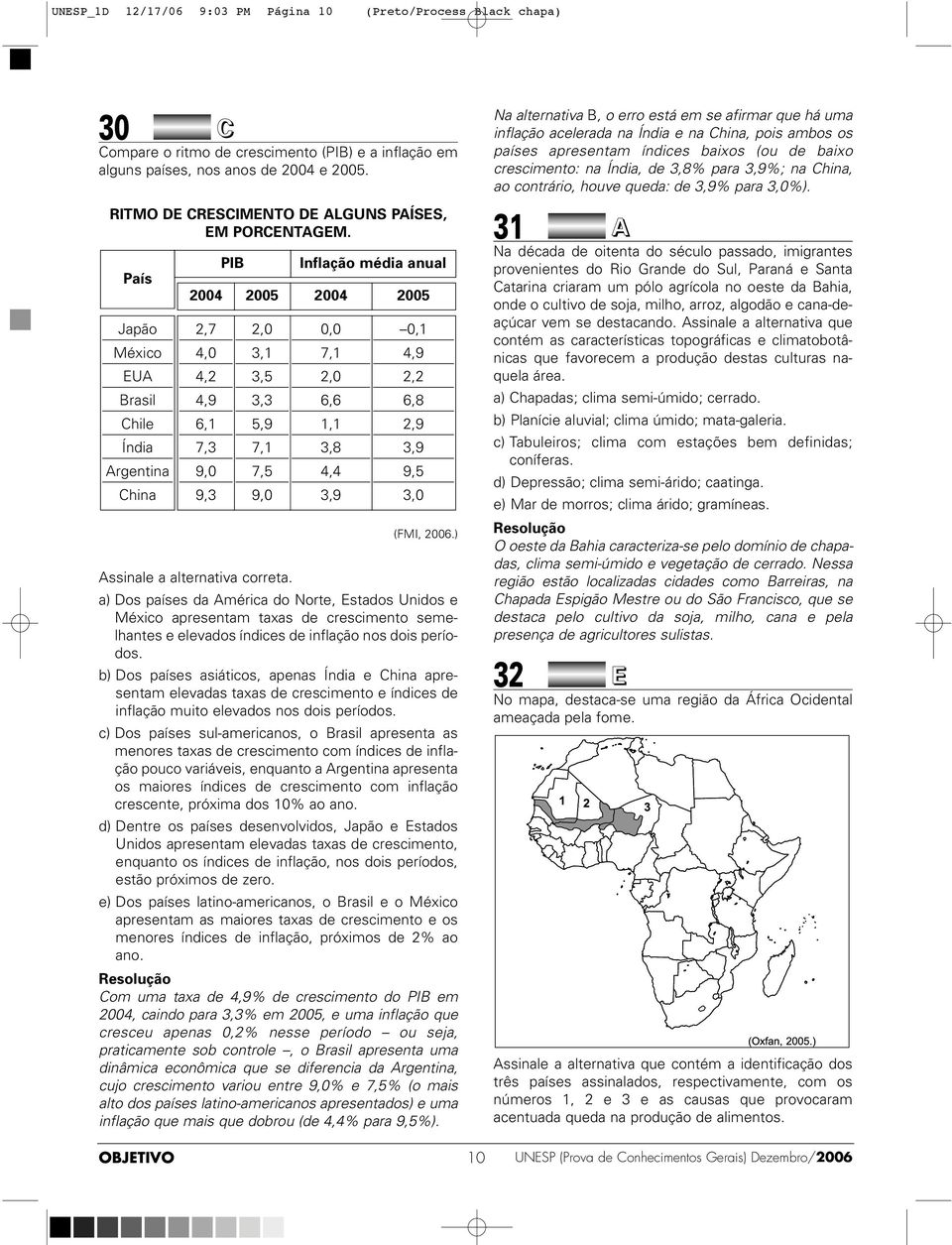 ) Assinale a alternativa correta. a) Dos países da América do Norte, Estados Unidos e México apresentam taxas de crescimento semelhantes e elevados índices de inflação nos dois períodos.