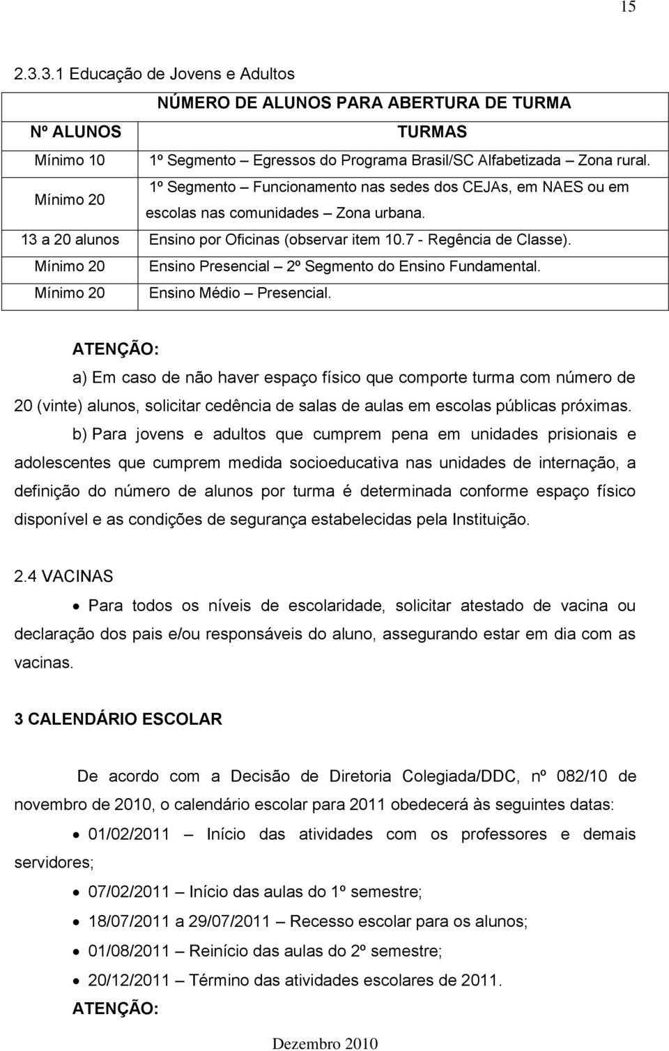 Mínimo 20 Ensino Presencial 2º Segmento do Ensino Fundamental. Mínimo 20 Ensino Médio Presencial.