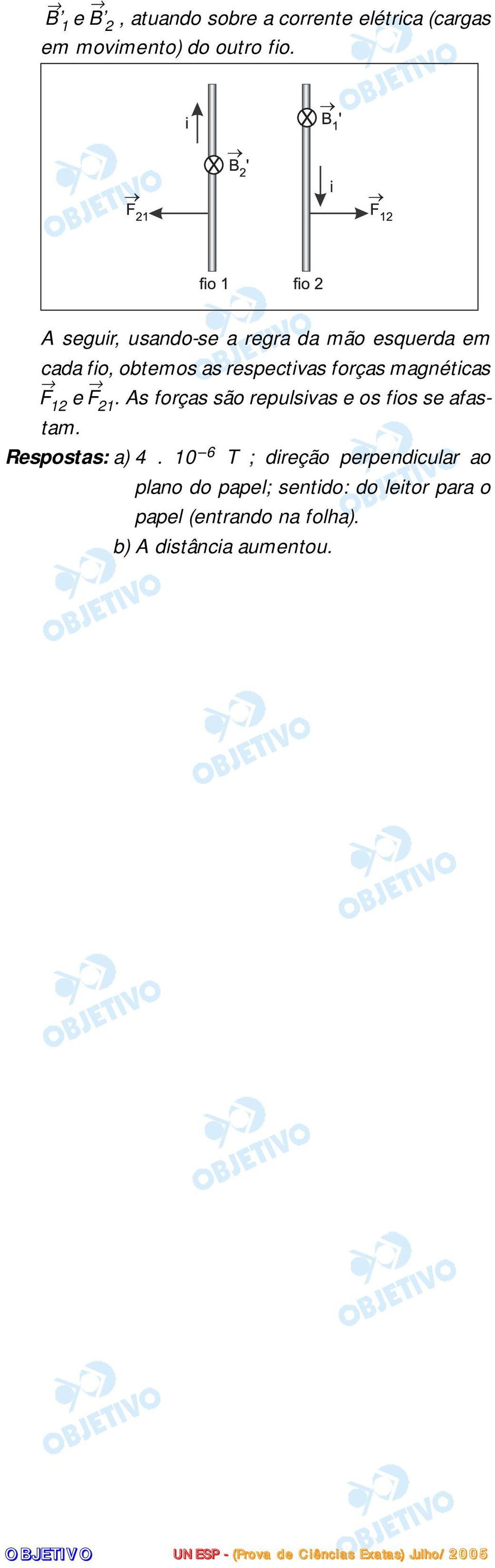 magnéticas F 1 e F 1. As forças são repulsivas e os fios se afastam. Respostas: a) 4.