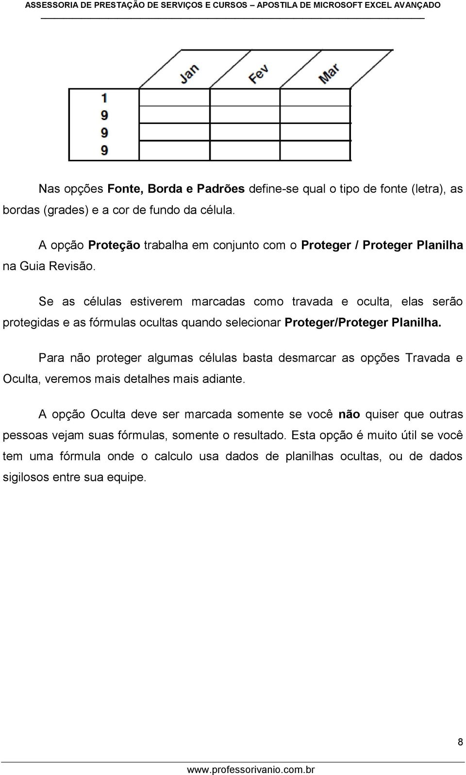 Se as células estiverem marcadas como travada e oculta, elas serão protegidas e as fórmulas ocultas quando selecionar Proteger/Proteger Planilha.