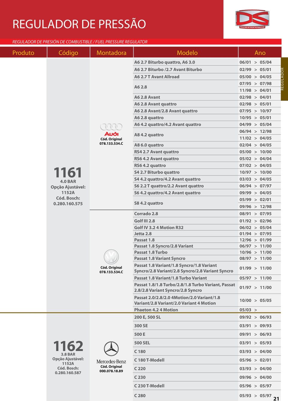 8 Avant 02/98 > 04/01 A6 2.8 Avant quattro 02/98 > 05/01 A6 2.8 Avant/2.8 Avant quattro 07/95 > 10/97 A6 2.8 quattro 10/95 > 05/01 A6 4.2 quattro/4.2 Avant quattro 04/99 > 05/04 A8 4.