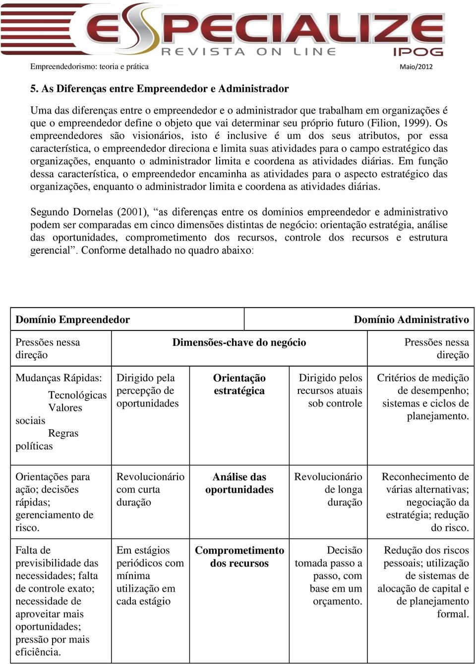 Os empreendedores são visionários, isto é inclusive é um dos seus atributos, por essa característica, o empreendedor direciona e limita suas atividades para o campo estratégico das organizações,