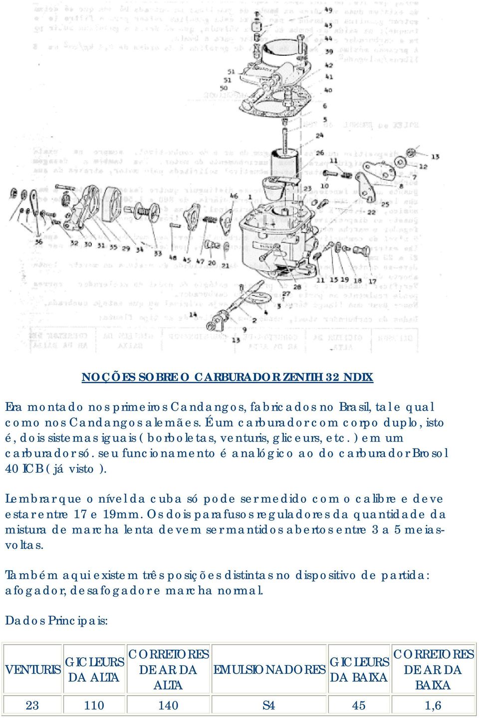 Lembrar que o nível da cuba só pode ser medido com o calibre e deve estar entre 17 e 19mm.