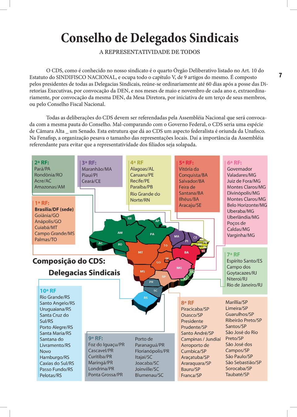 É composto pelos presidentes de todas as Delegacias Sindicais, reúne-se ordinariamente até 60 dias após a posse das Diretorias Executivas, por convocação da DEN, e nos meses de maio e novembro de