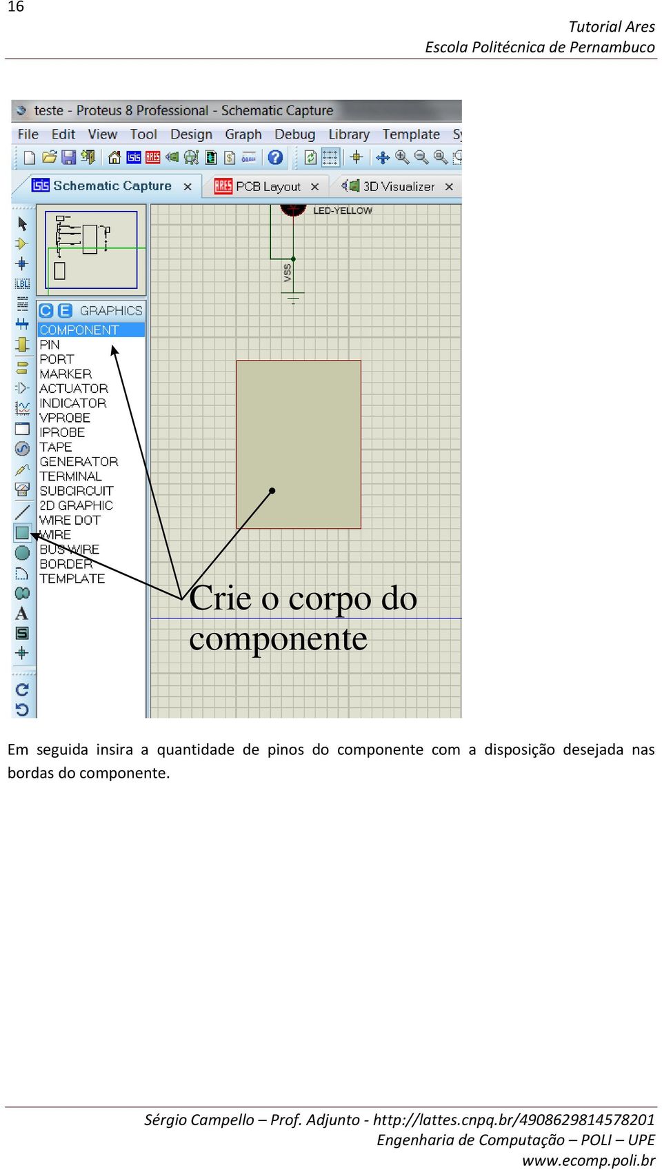 pinos do componente com a