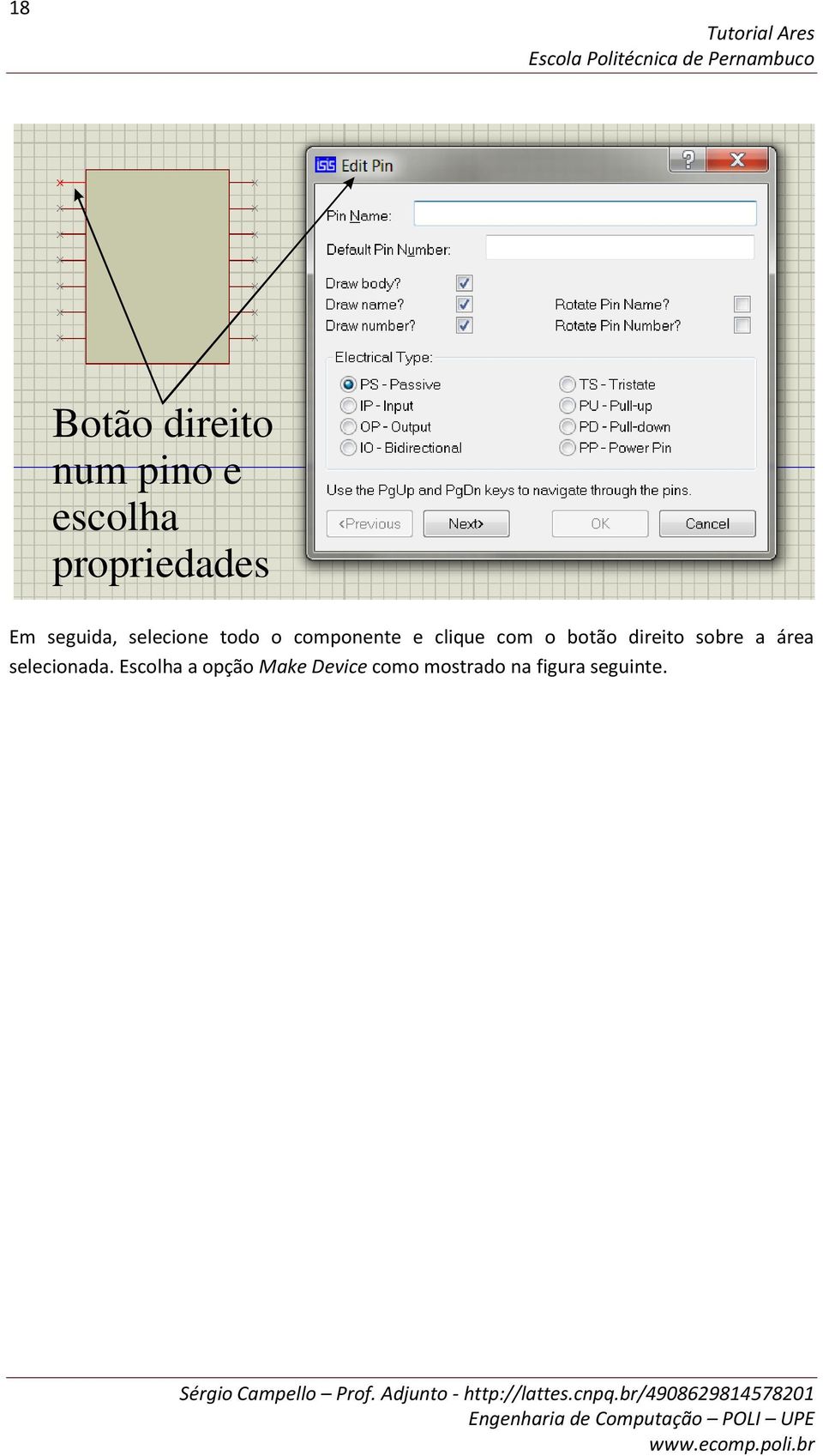 botão direito sobre a área selecionada.