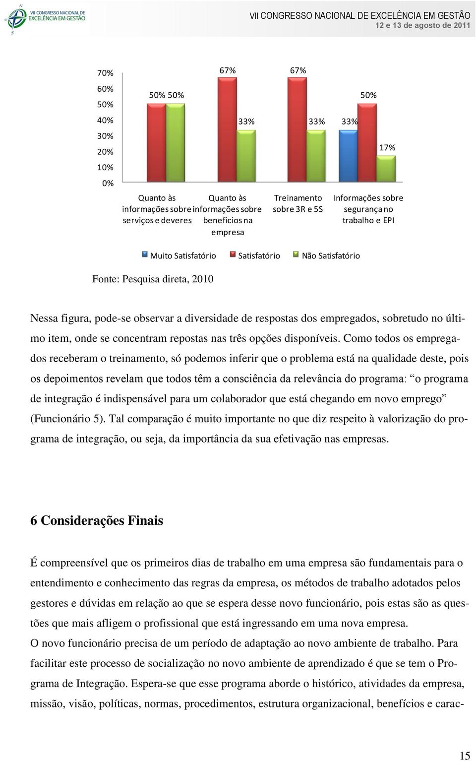 sobretudo no último item, onde se concentram repostas nas três opções disponíveis.