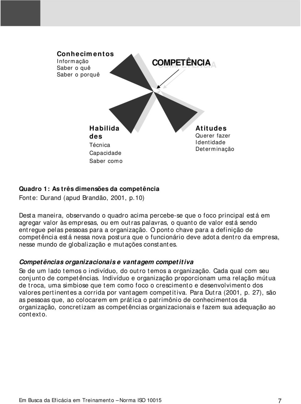 10) Desta maneira, observando o quadro acima percebe-se que o foco principal está em agregar valor às empresas, ou em outras palavras, o quanto de valor está sendo entregue pelas pessoas para a