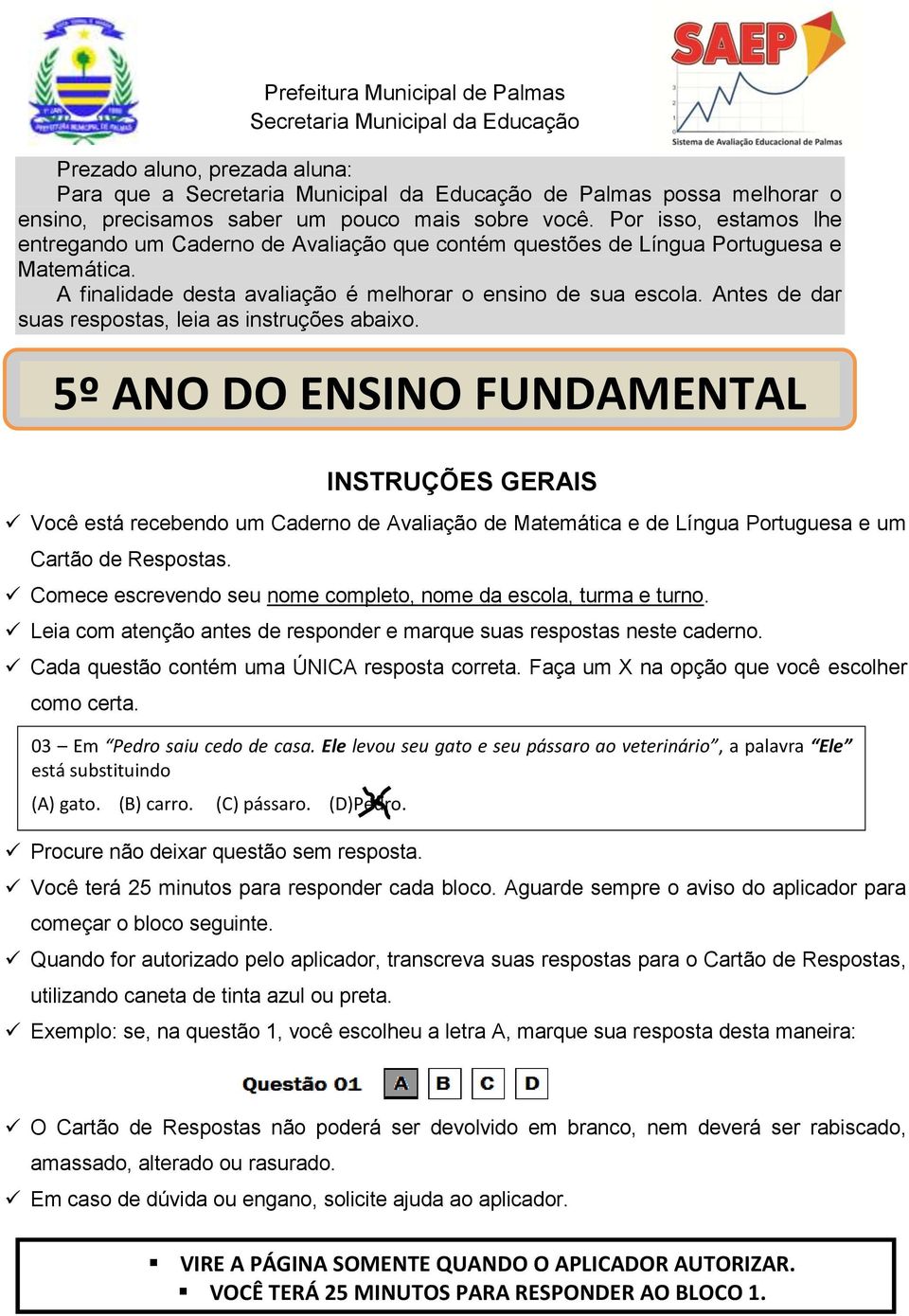 Antes de dar suas respostas, leia as instruções abaixo.