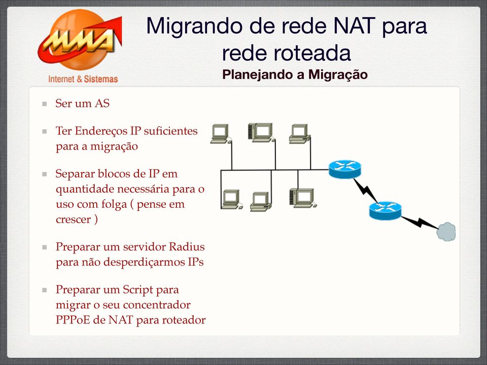 Separar blocos de IP em quantidade necessária para o uso com folga ( pense