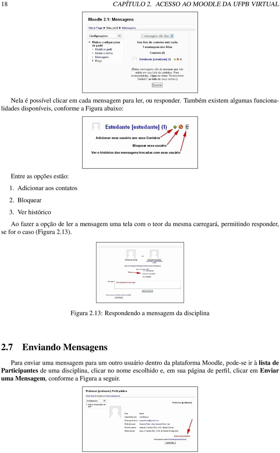 Ver histórico Ao fazer a opção de ler a mensagem uma tela com o teor da mesma carregará, permitindo responder, se for o caso (Figura 2.13). Figura 2.