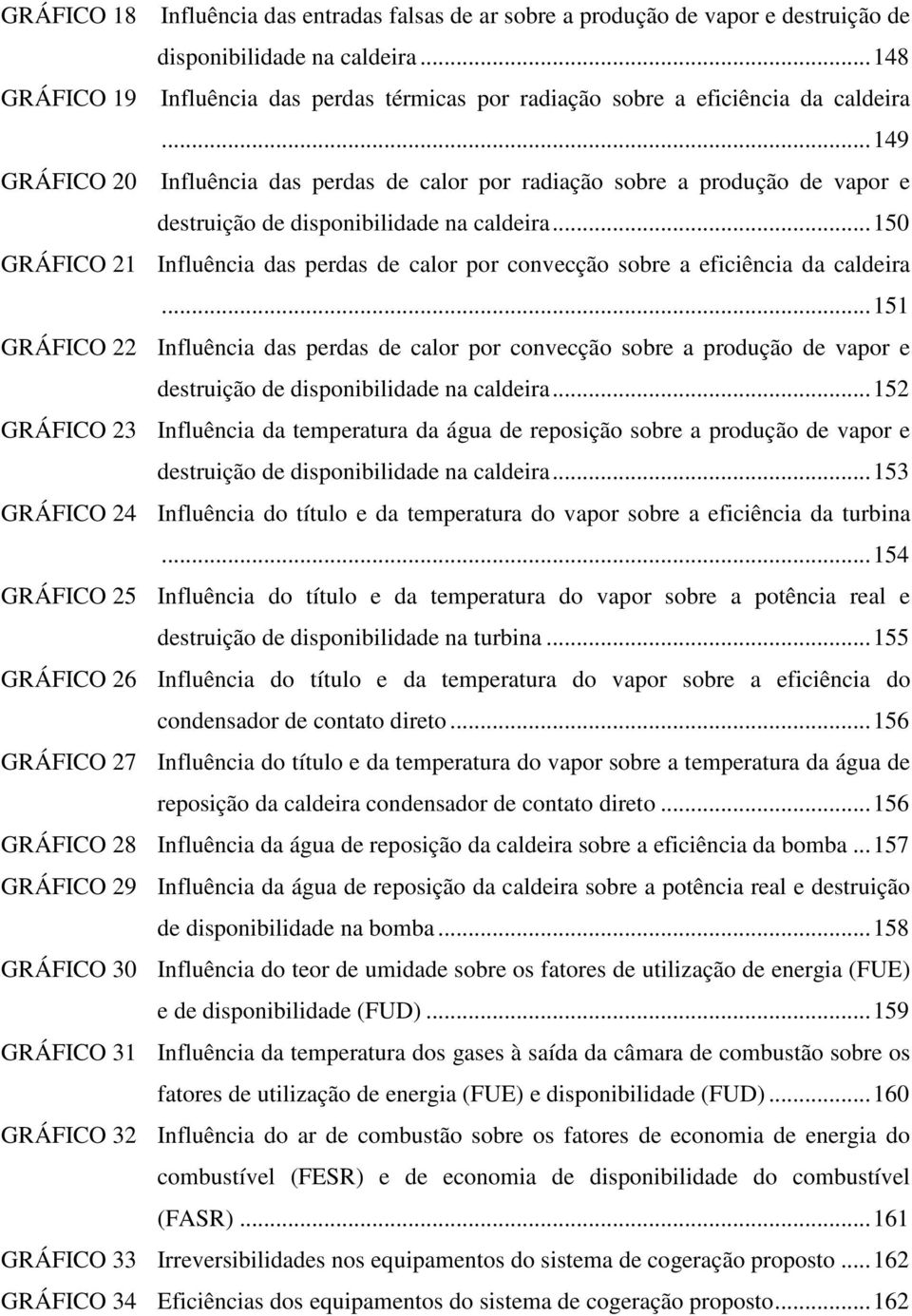 ..149 GRÁFICO 2 Influência das perdas de calor por radiação sobre a produção de vapor e destruição de disponibilidade na caldeira.