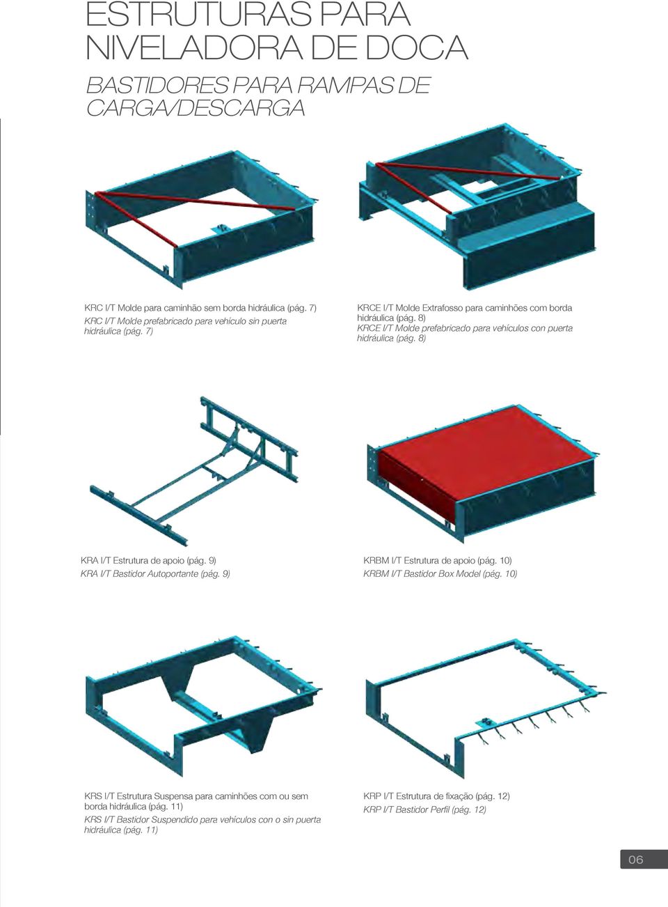 8) KRCE I/T Molde prefabricado para vehículos con puerta hidráulica (pág. 8) KRA I/T Estrutura de apoio (pág. 9) KRA I/T Bastidor Autoportante (pág. 9) KRBM I/T Estrutura de apoio (pág.