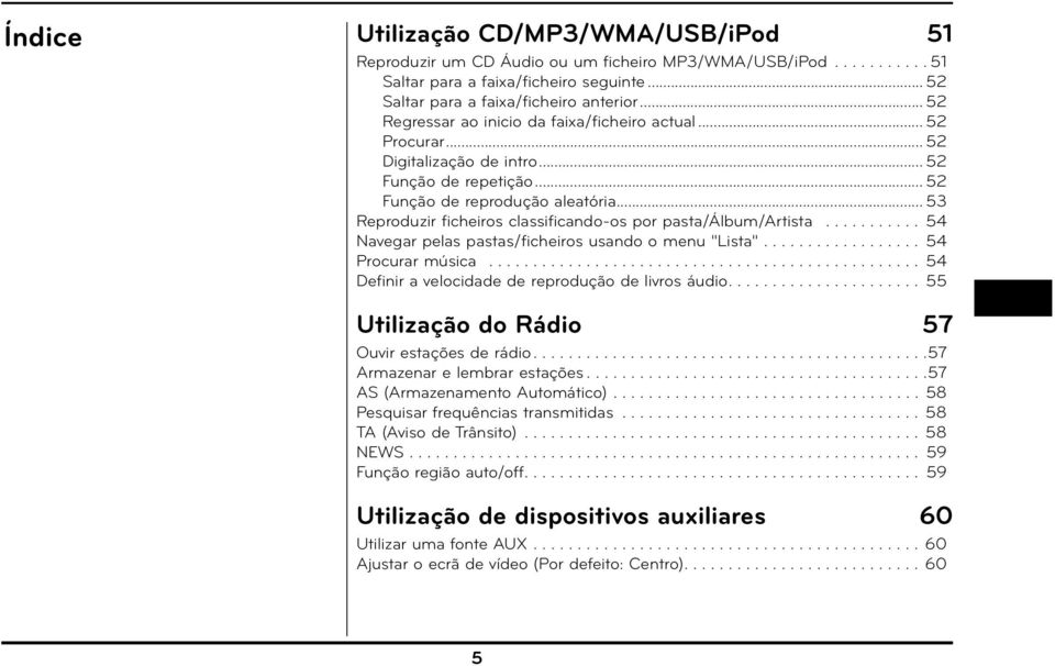 .. 53 Reproduzir ficheiros classificando-os por pasta/álbum/artista........... 54 Navegar pelas pastas/ficheiros usando o menu "Lista".................. 54 Procurar música.