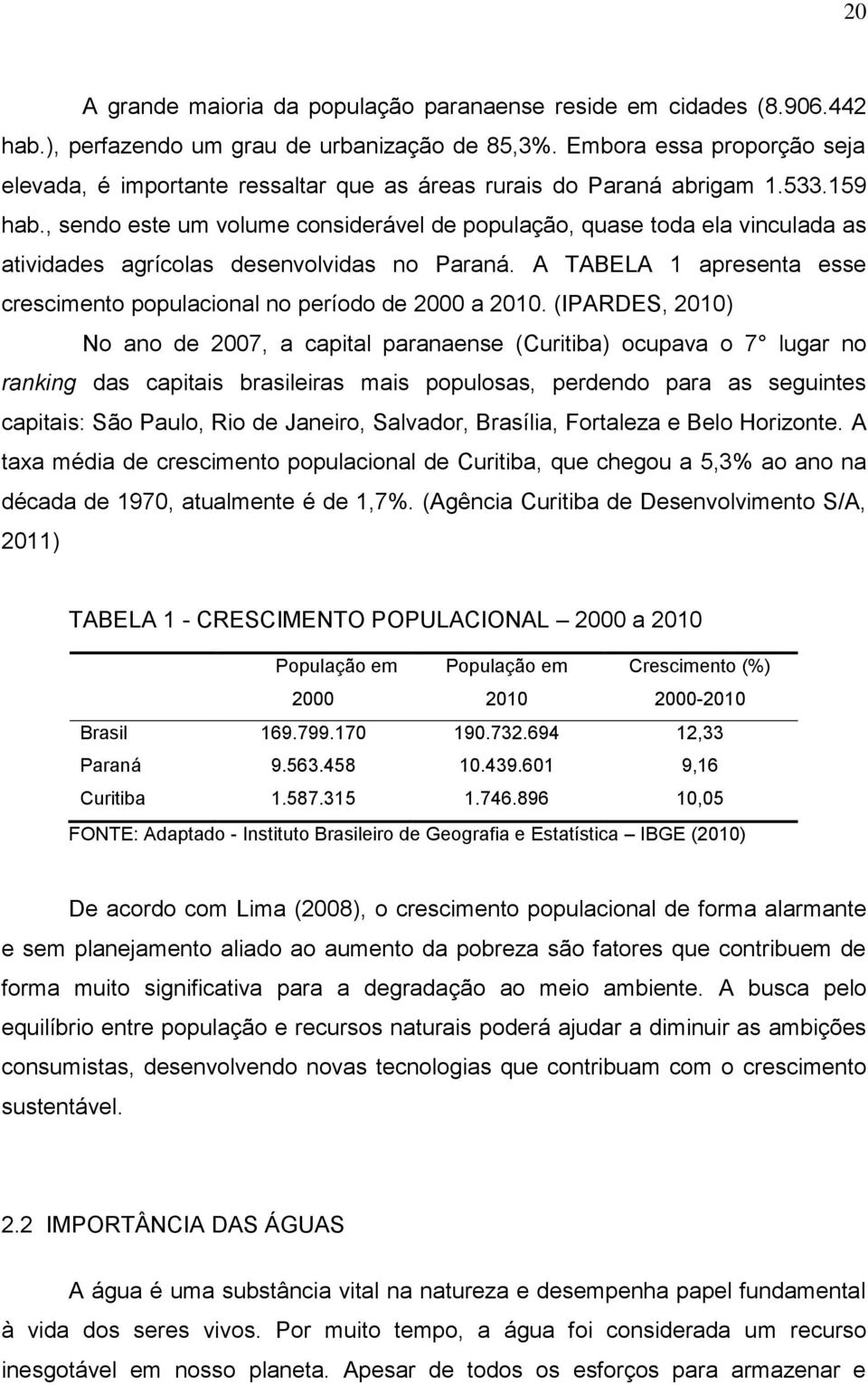 , sendo este um volume considerável de população, quase toda ela vinculada as atividades agrícolas desenvolvidas no Paraná.