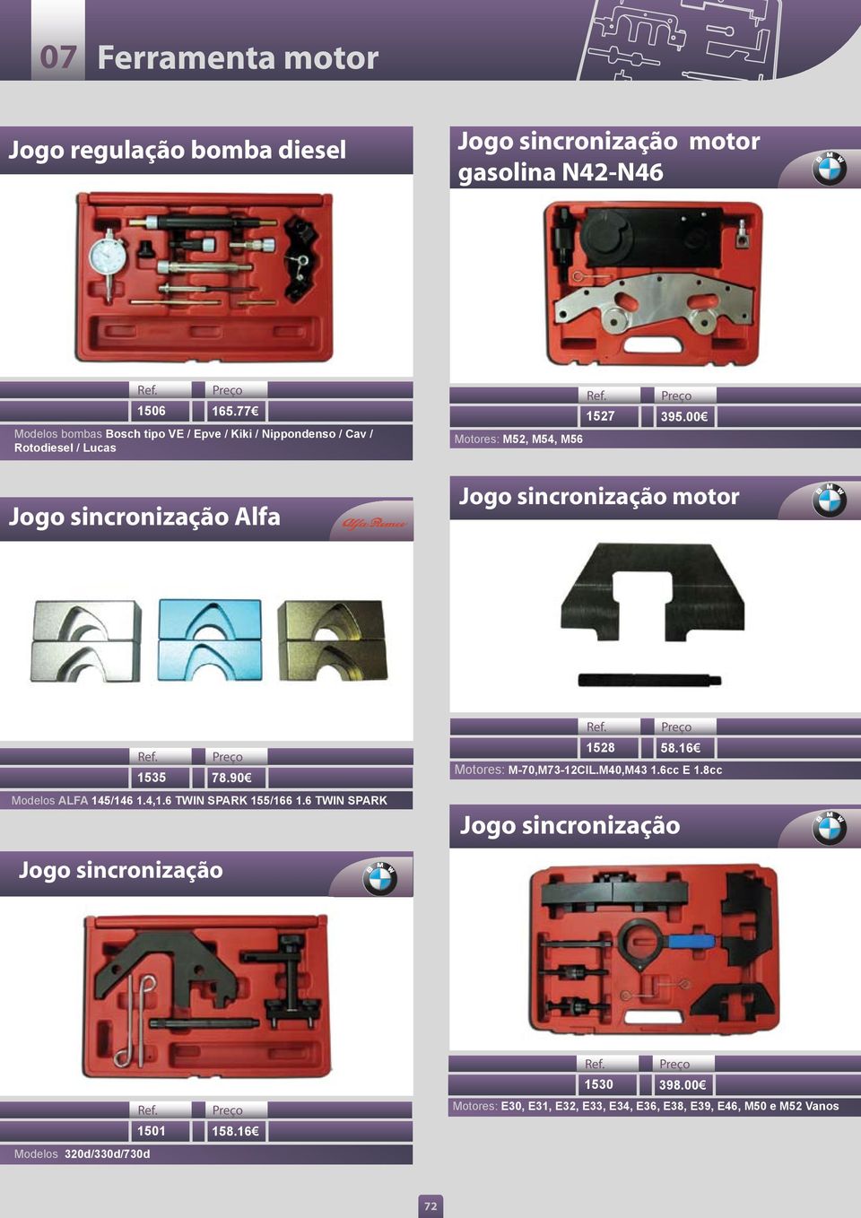 00 Motores: M52, M54, M56 Alfa motor 1535 78.90 Modelos ALFA 145/146 1.4,1.6 TWIN SPARK 155/166 1.